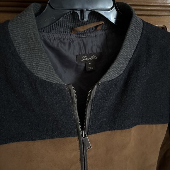 Tasso Ella Men’s XL Fall Jacket Tan Suade And Gray Wool - Picture 3 of 8